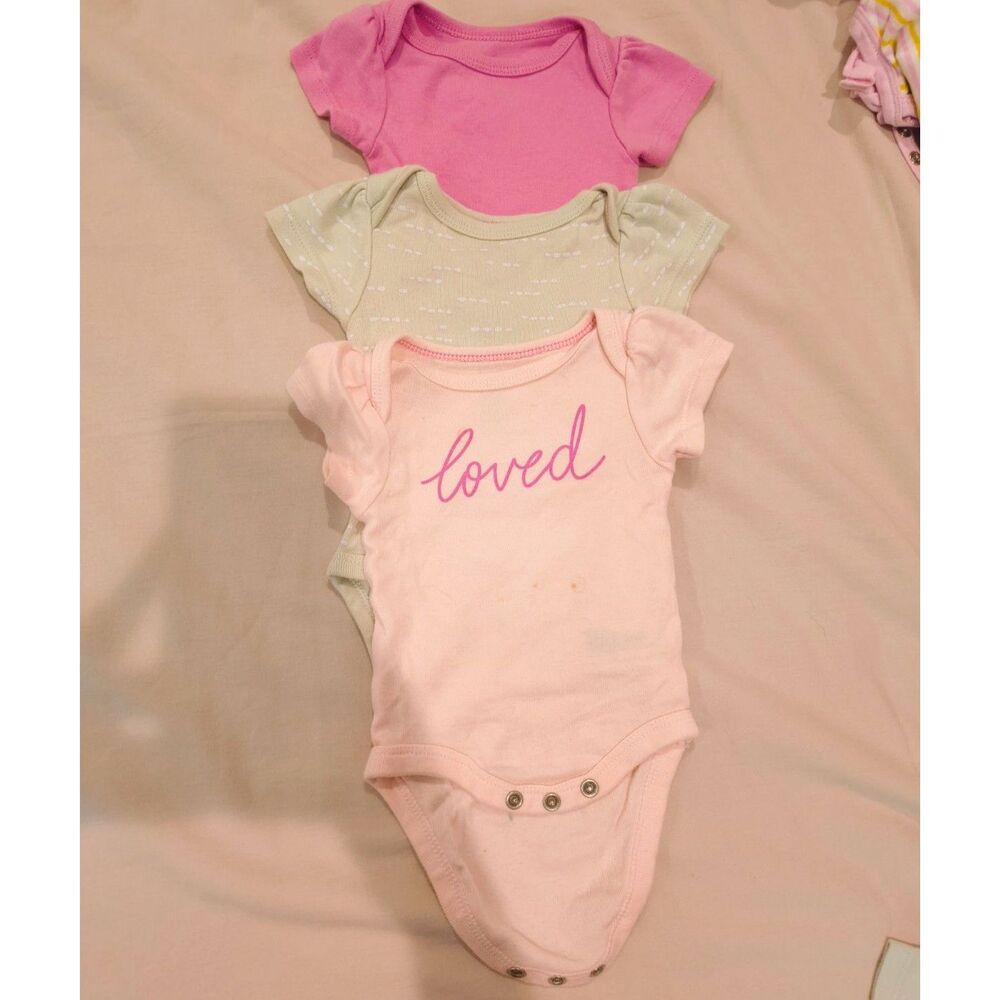 Newborn baby girl Bodysuit/onsies, cotton, set of 3